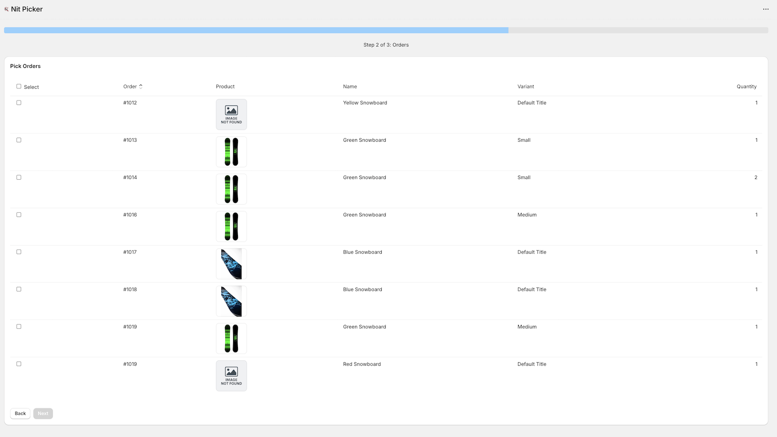 Step 2 - Select Orders in Bulk