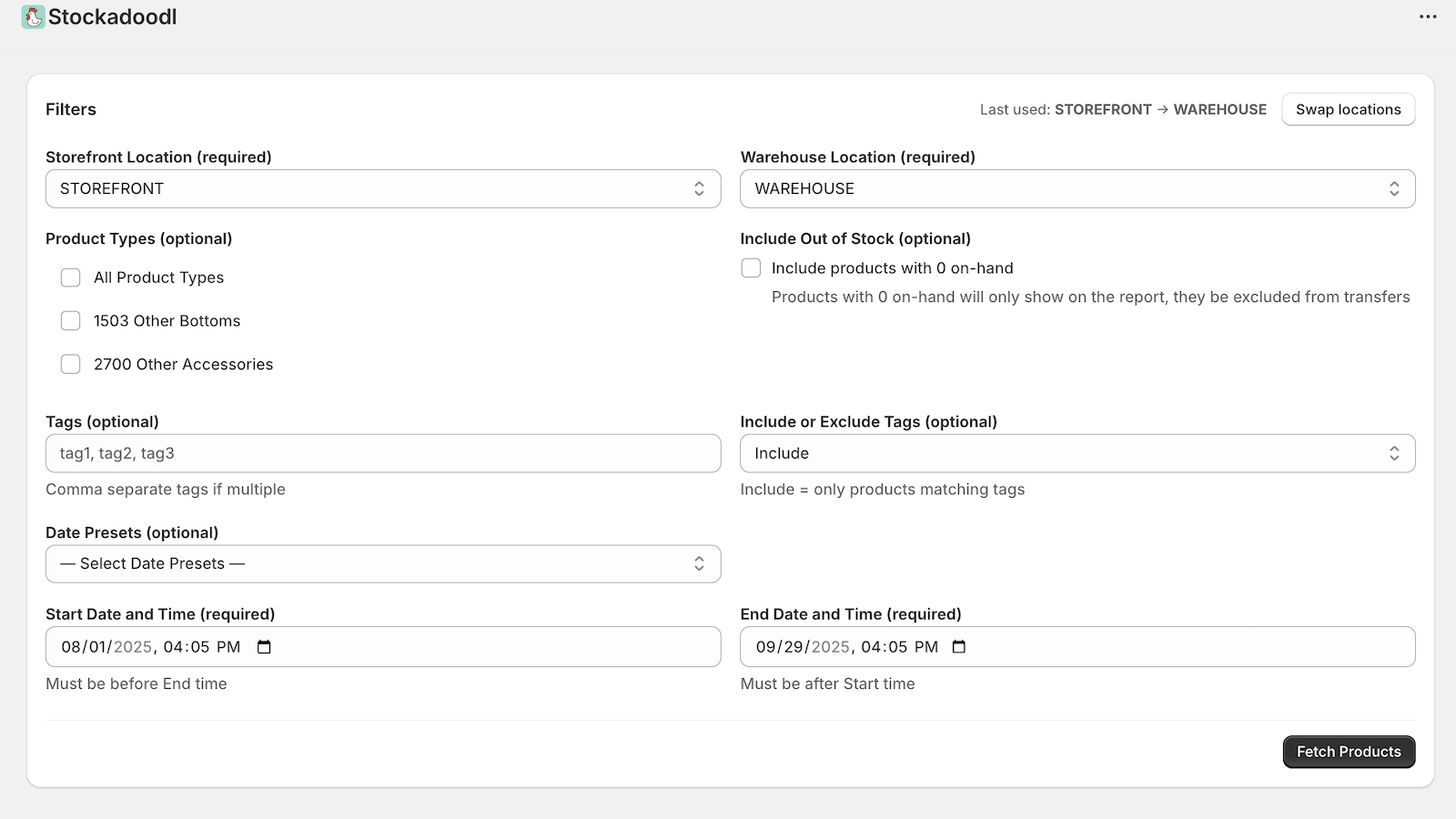 Filter and fetch products